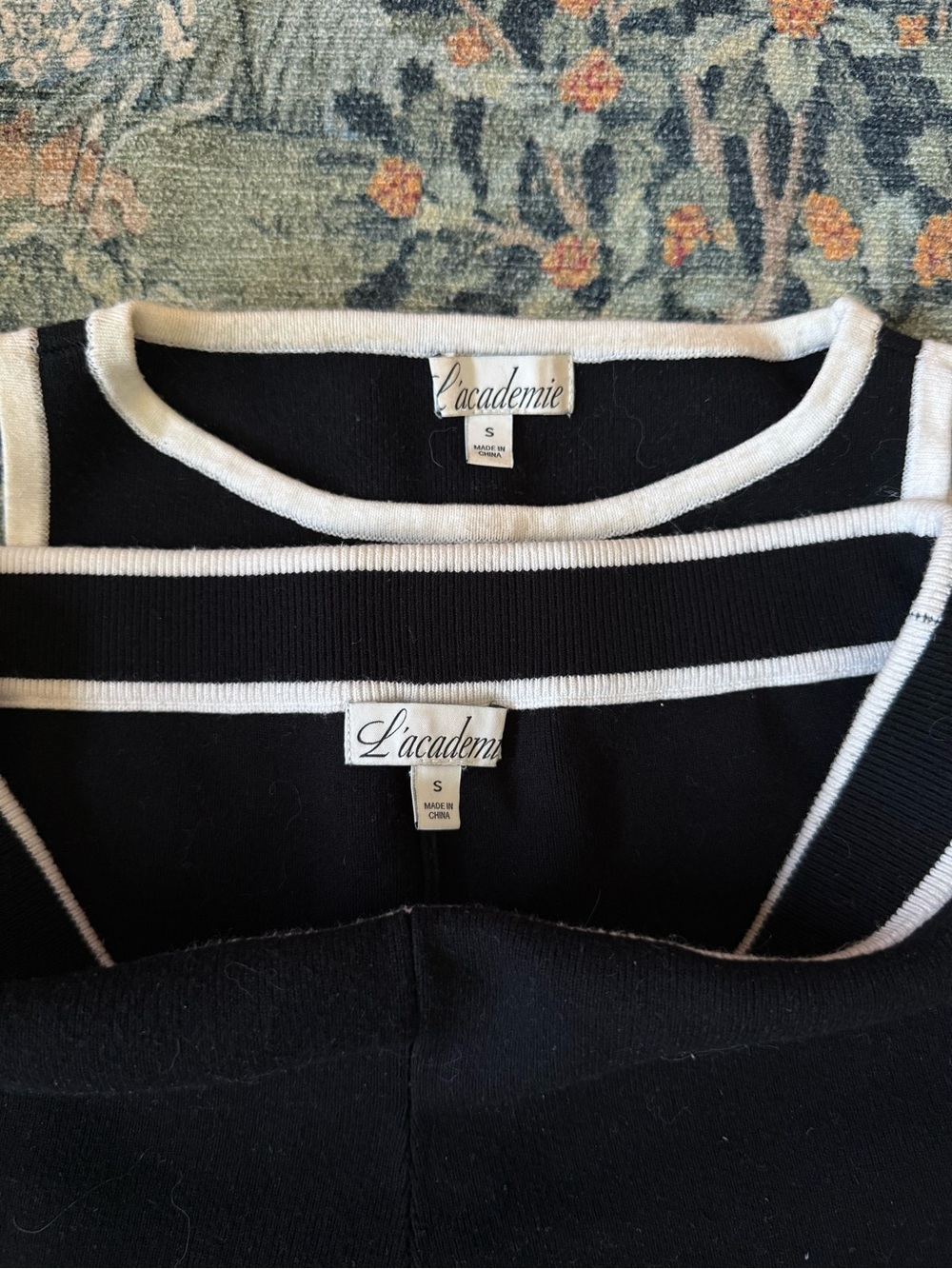 L'Academie Black Knit Tank & Shorts Set with White Piping - Picture 4 of 7